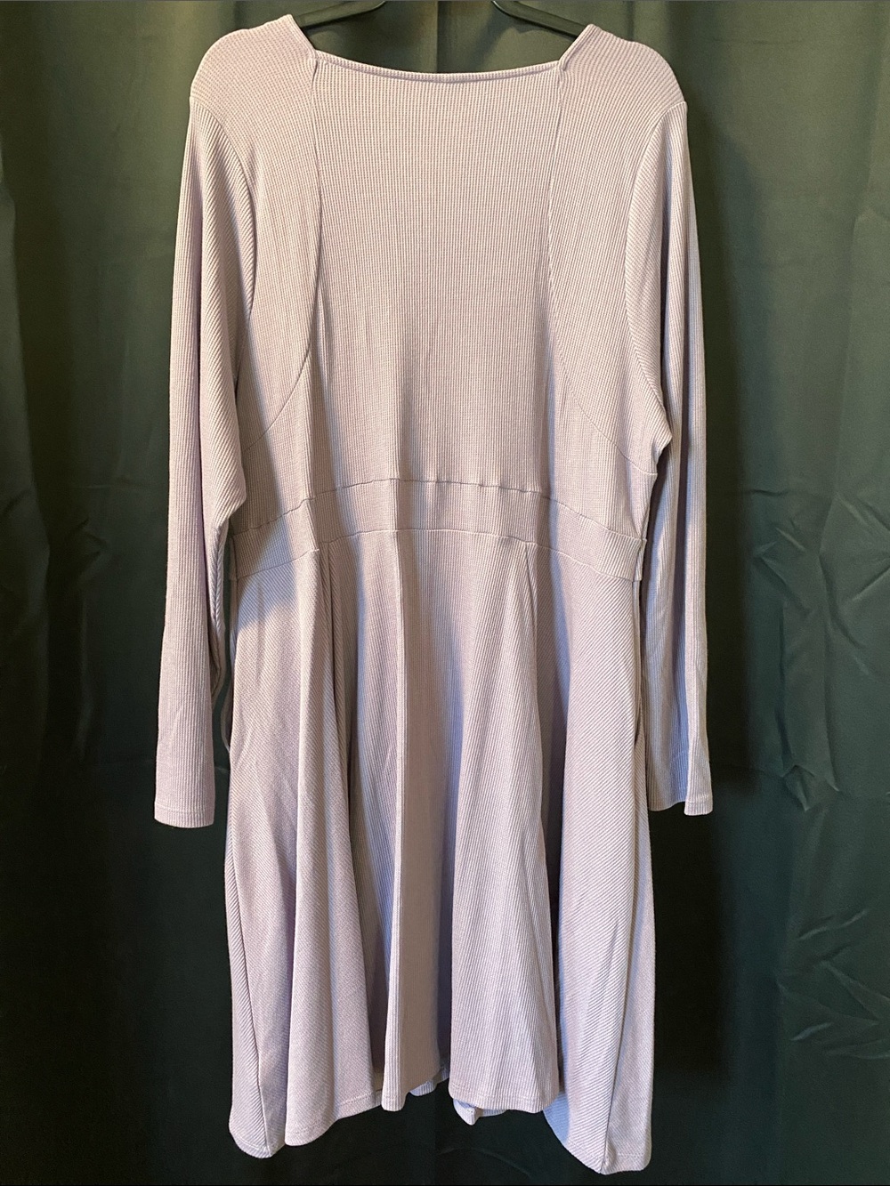 Torrid Long Sleeve Mini Waffle Skater Dress in color “Dusk” (Lavender Gray) - Picture 2 of 5